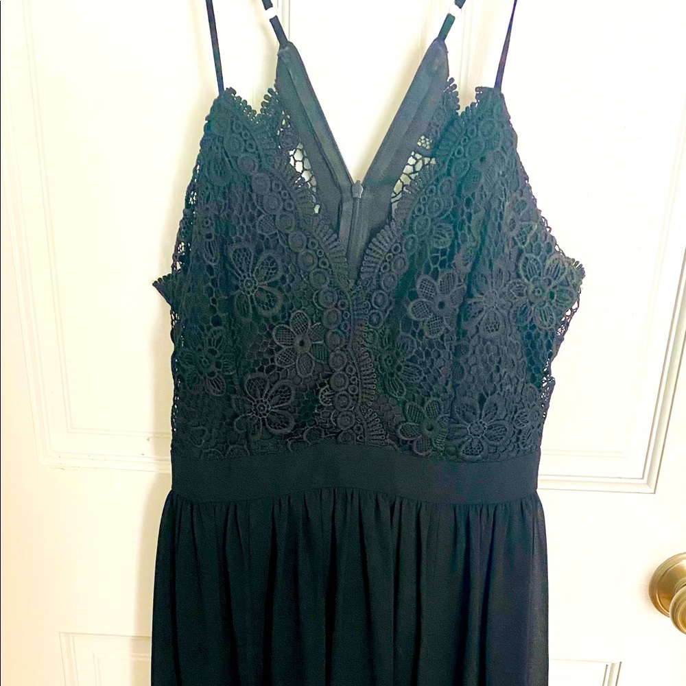 Black, lace top summer dress